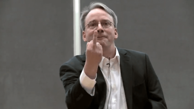 Linus Torvalds Flip Off