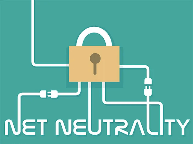 An Illustration Of A Key Lock Surrounded By Electrical Cords To Represent Net Neutrality